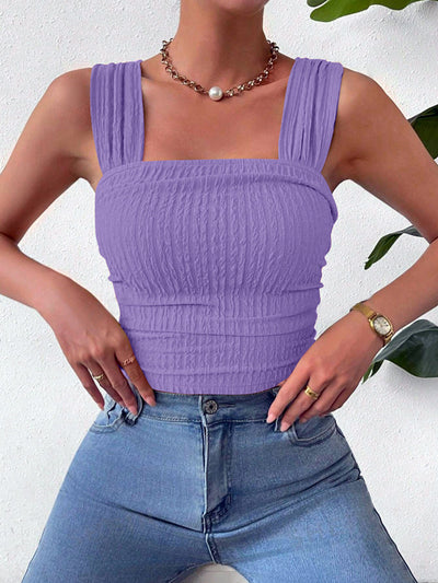 Elevated Textured Square Neck Tank Top for Stylish Comfort