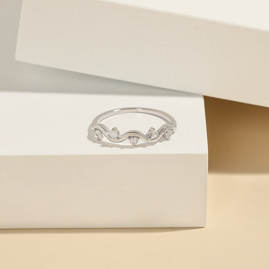 925 Sterling Silver Inlaid Zircon Ring for Elegant Style