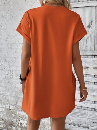 Effortless Elegance Short Sleeve Round Neck Mini Dress for All Occasions