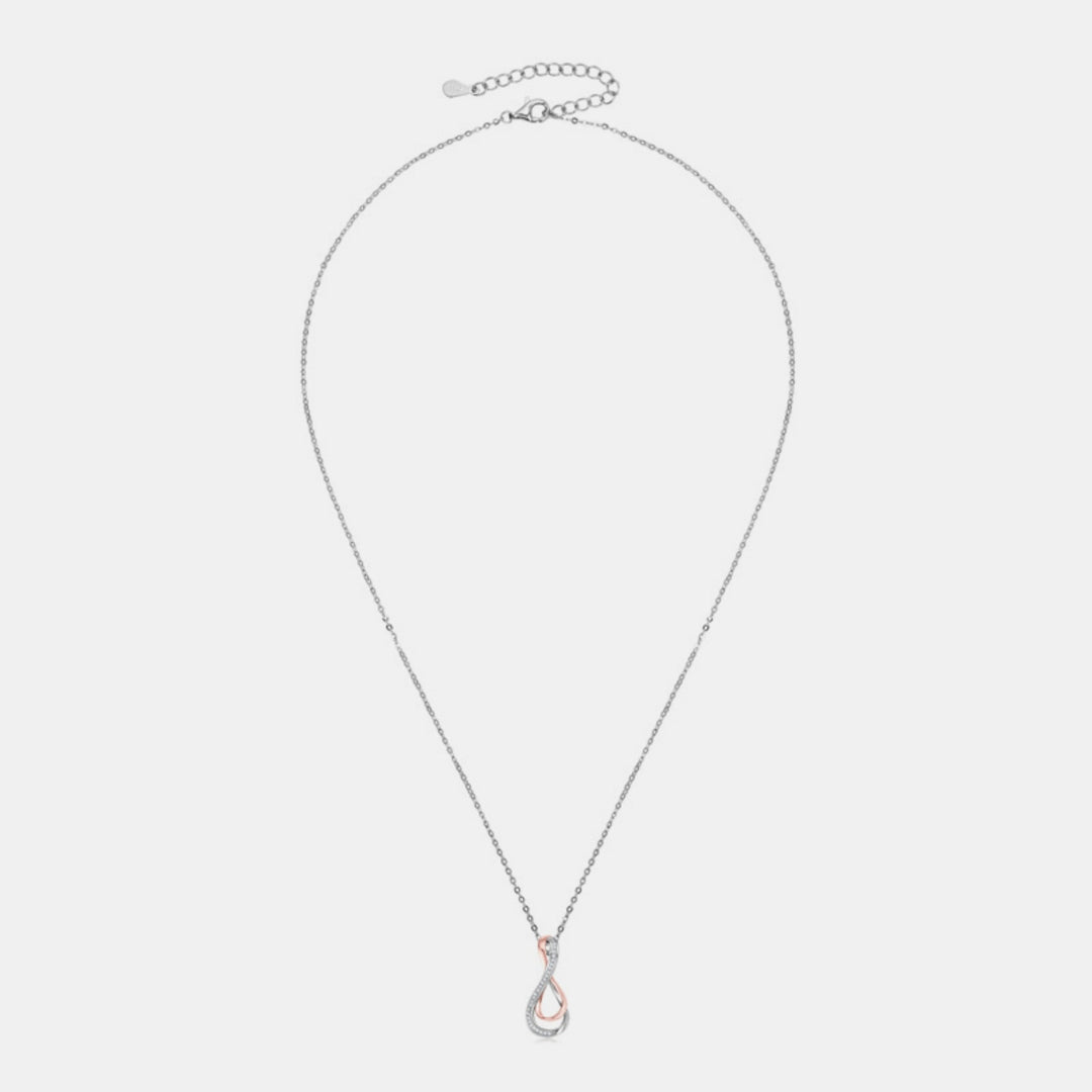 925 Sterling Silver Inlaid Moissanite Infinity Pendant Necklace