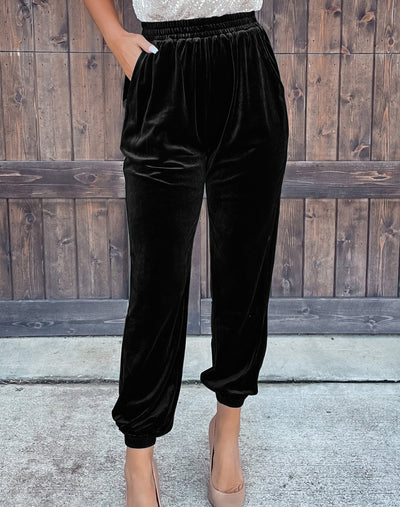 Chic Korean Velvet Women's Straight Leg Lounge Trousers