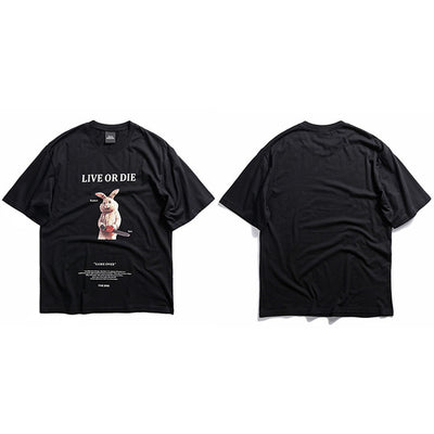 Quirky Chainsaw Rabbit Hip Hop Graphic Tee Urban Shirt