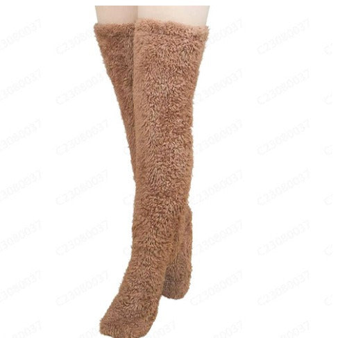 Cozy Fuzzy Over-Knee Plush Socks for Winter Warmth and Style