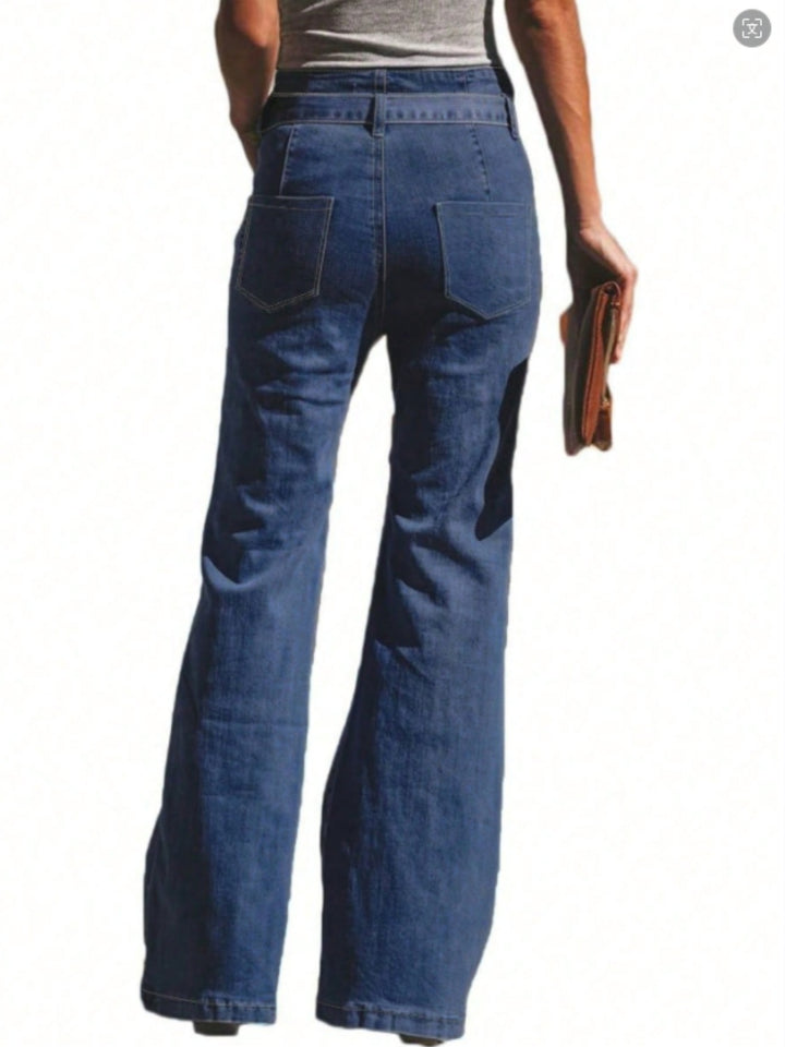 Chic Tied Flare Jeans with Pockets