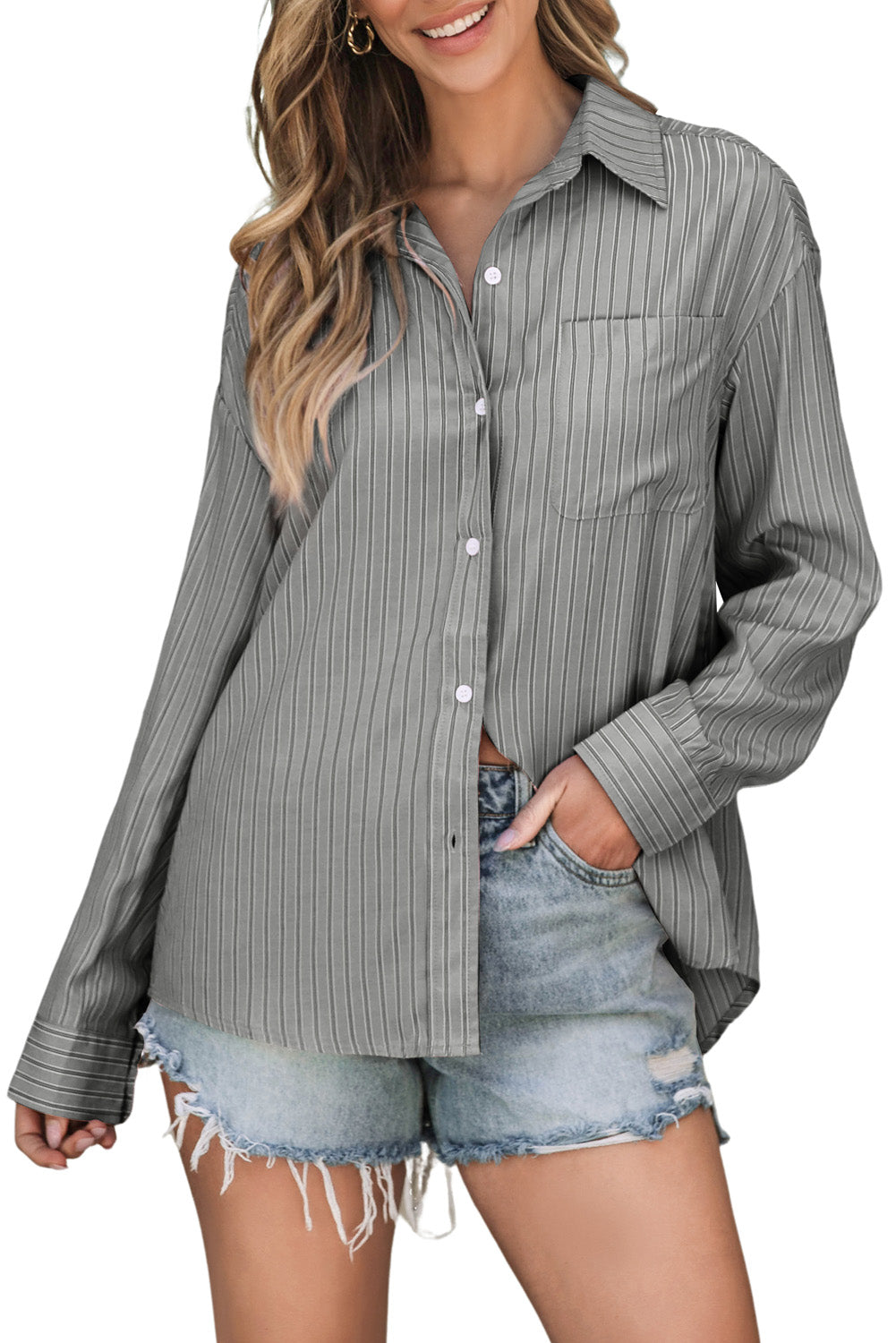 Stylish Striped Long Sleeve Dress Shirt