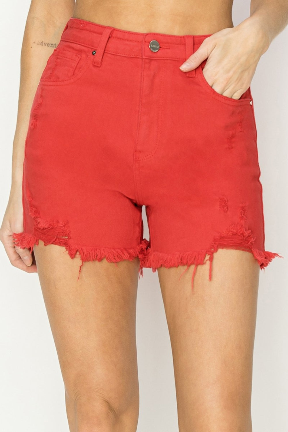 Chic Distressed High Waist Denim Shorts