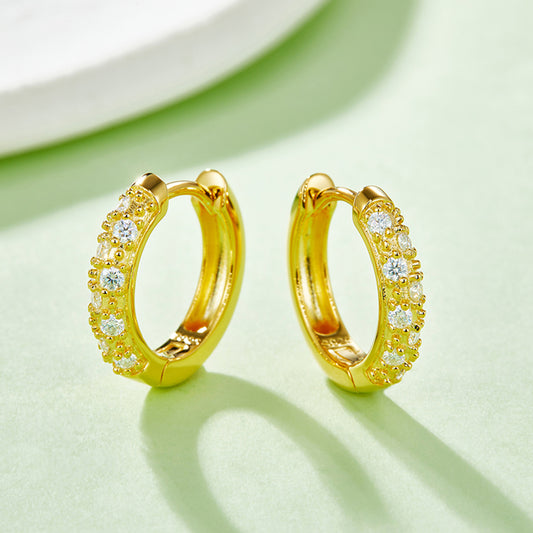 Moissanite 925 Sterling Silver Huggie Earrings For Women