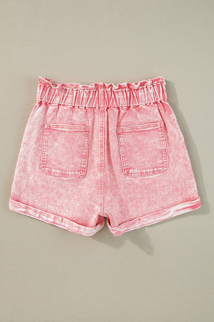 Chic High-Waisted Denim Paperbag Shorts