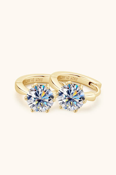 2 Carat Moissanite 925 Sterling Silver Huggie Earrings Set