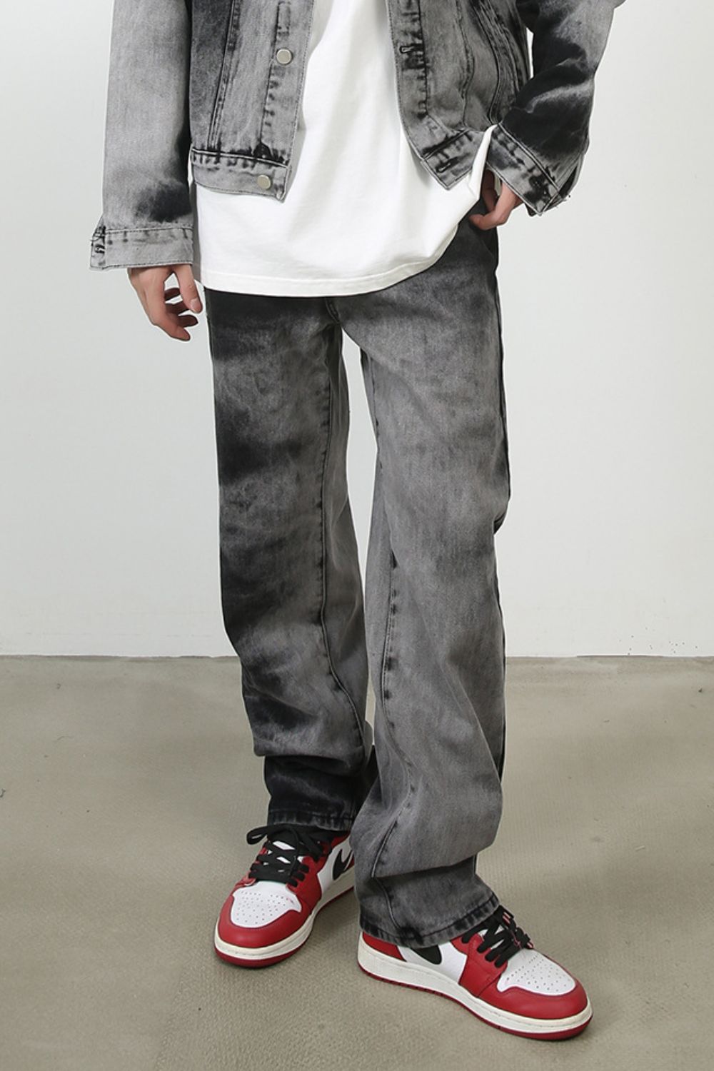 Men's Tie Dye Baggy Jeans with Pockets for Casual Wear