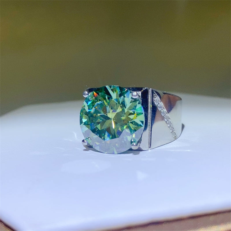 10 Carat Moissanite 925 Sterling Silver Signet Ring Luxury