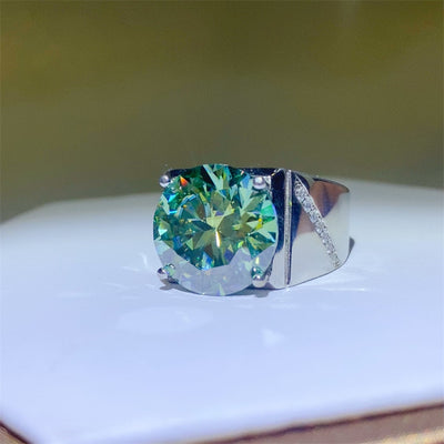 10 Carat Moissanite 925 Sterling Silver Signet Ring Luxury