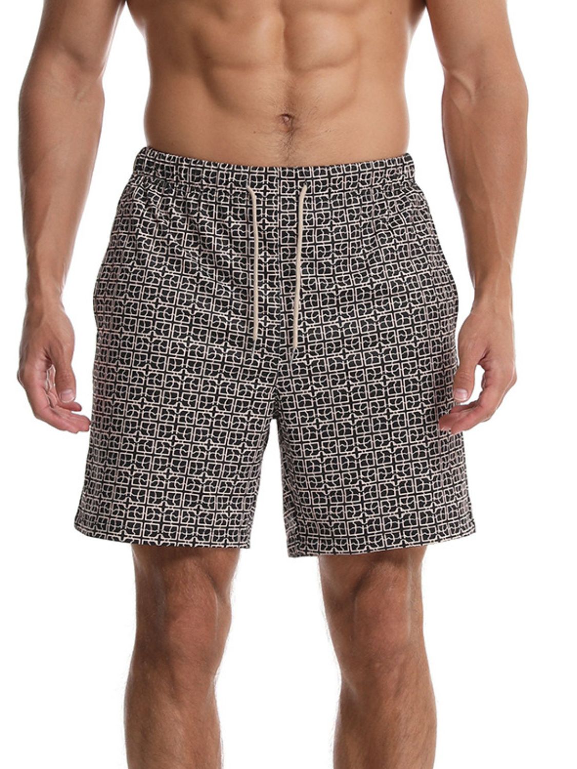 Stylish Men's Drawstring Printed Shorts with Pockets