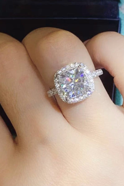 3 Carat Moissanite 925 Sterling Silver Square Ring for Elegance