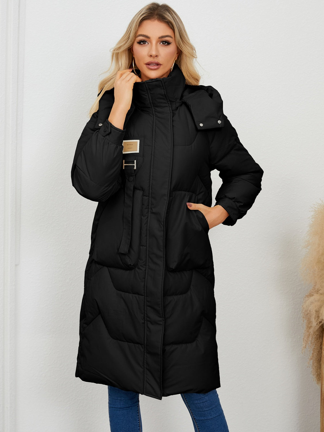 Long Sleeve Longline Hooded Winter Coat for Women Stylish