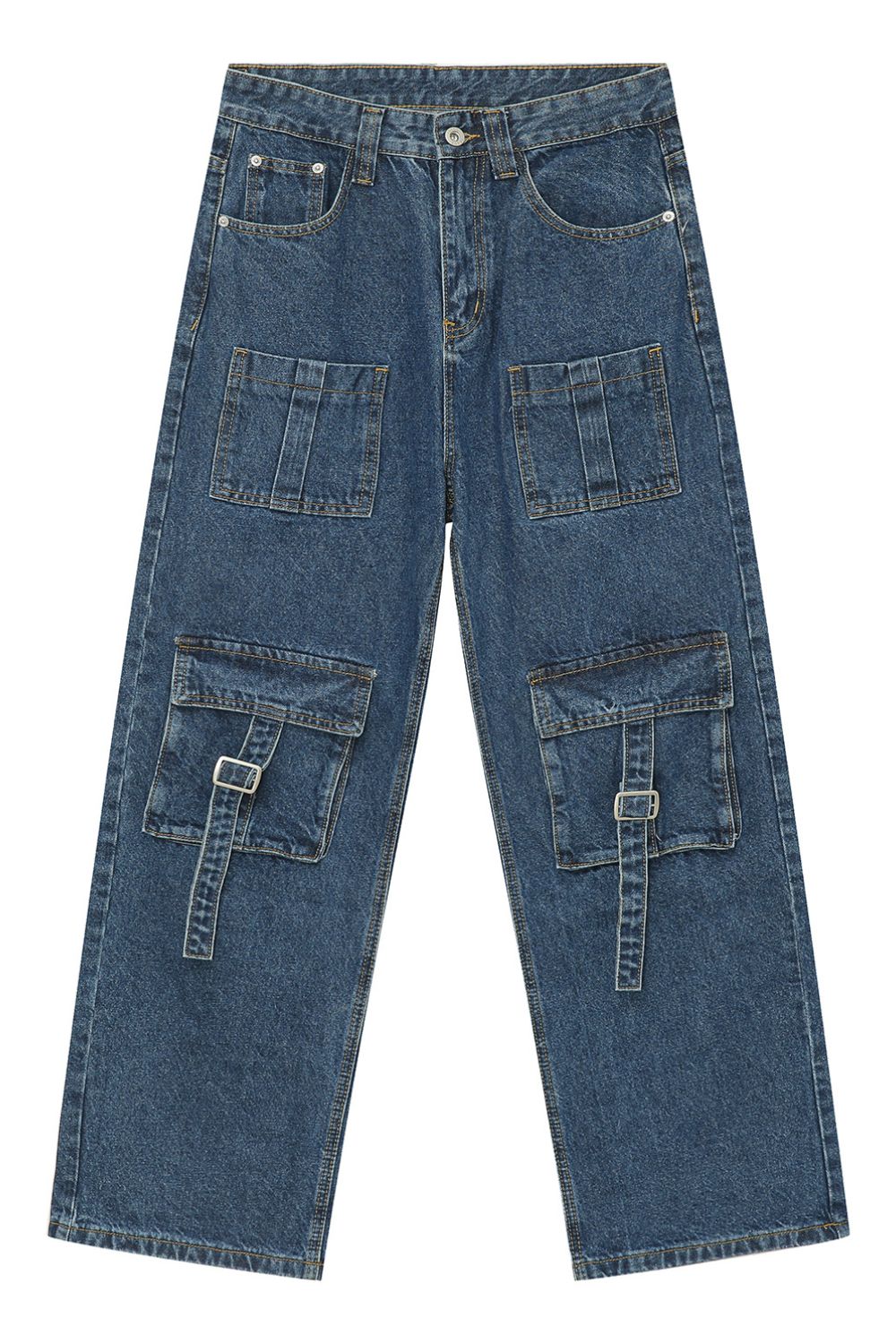 Mid Rise Men's Jeans with Cargo Pockets for Style