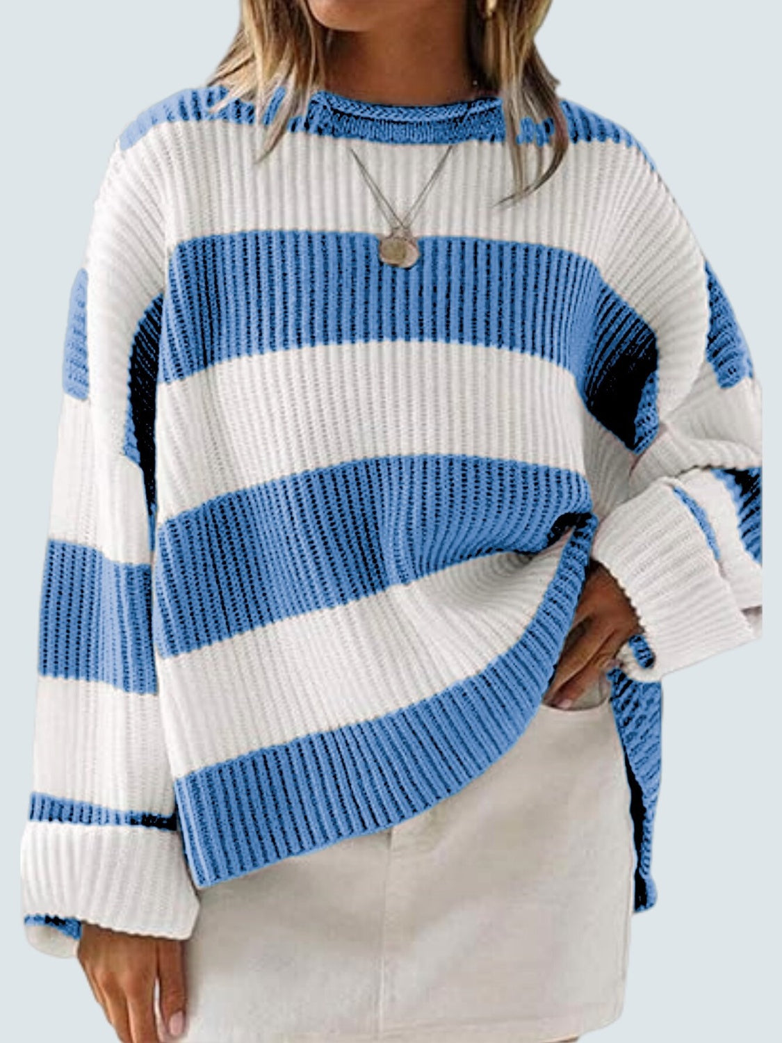 Round Neck Long Sleeve Sweater for Women Casual Style