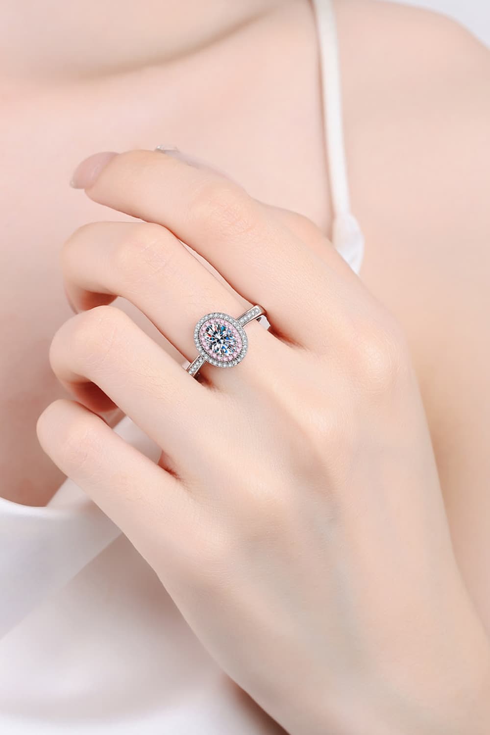 1 Carat Moissanite 925 Sterling Silver Halo Engagement Ring