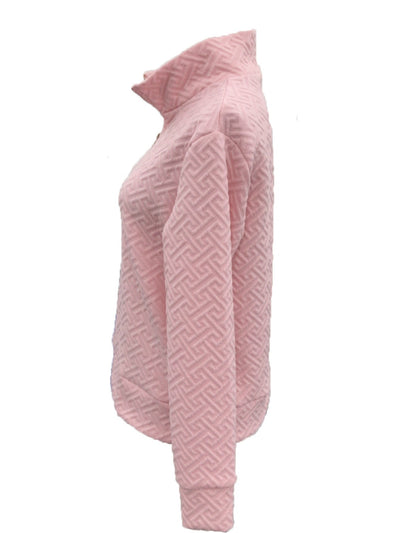 Textured Relaxed Fit Long Sleeve Sweatshirt for Women