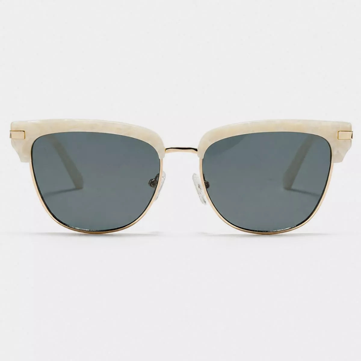 Classic Clubmaster Style Sunglasses with Gold Accents