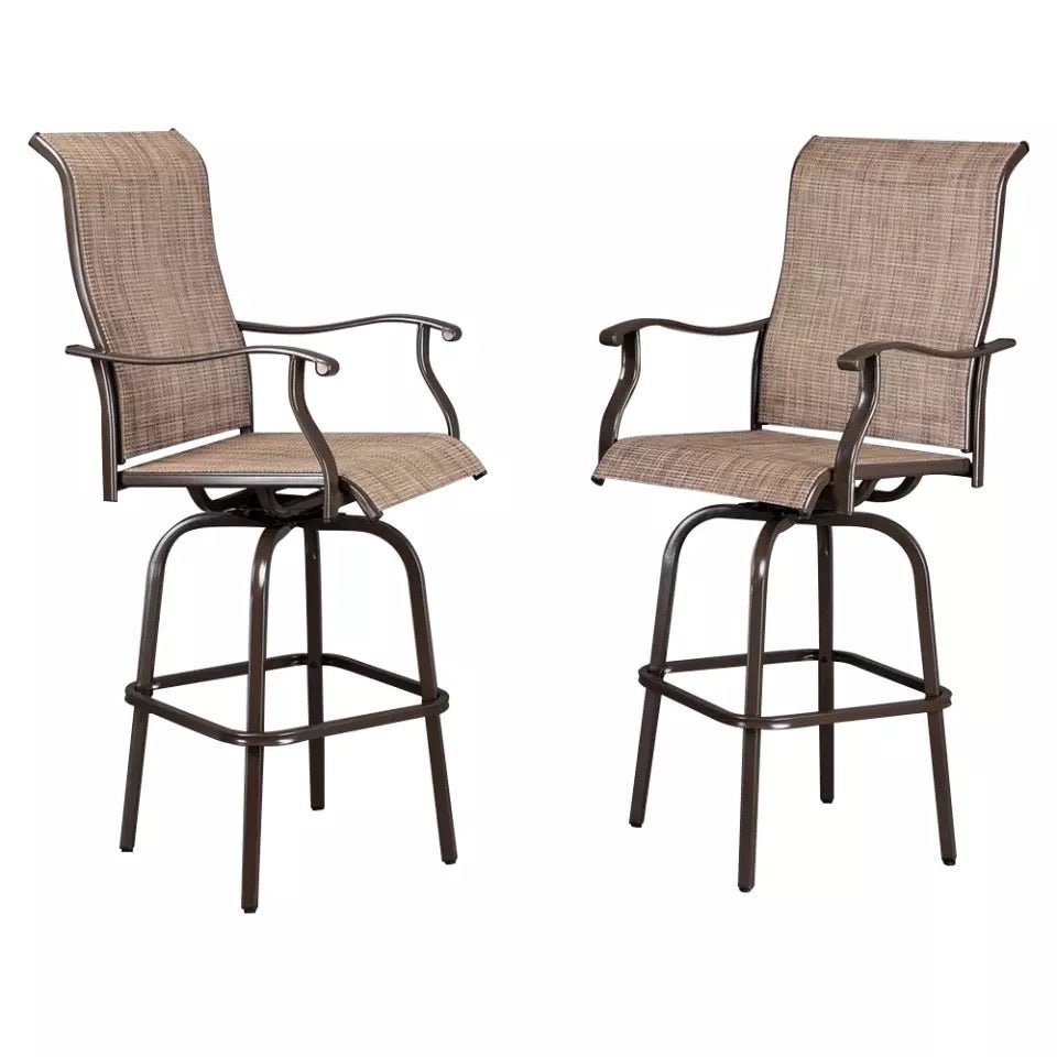 2pcs Wrought Iron Outdoor Patio Swivel Bar Chair Stools Brown/Black - Ruth Envision