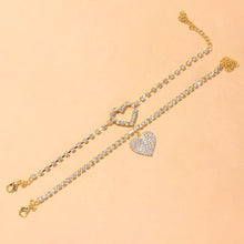 Two Piece Set Rhinestone Heart Anklets For Feet Foot Bracelet Jewelry Glamour Accessory