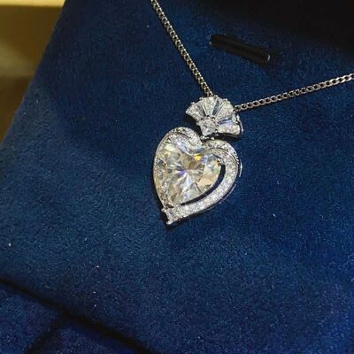 3 Carat Moissanite 925 Sterling Silver Heart Pendant Necklace