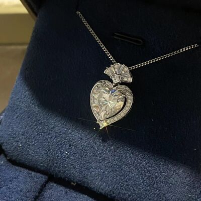 3 Carat Moissanite 925 Sterling Silver Heart Pendant Necklace