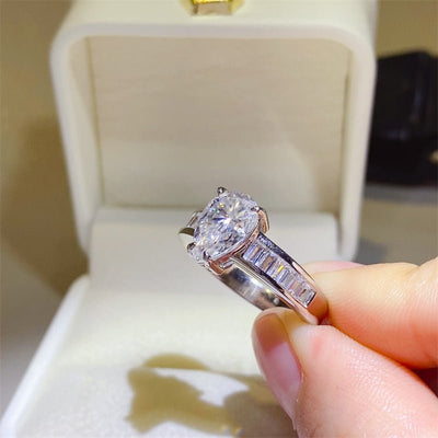 3 Carat Moissanite 925 Sterling Silver Ring For Elegance