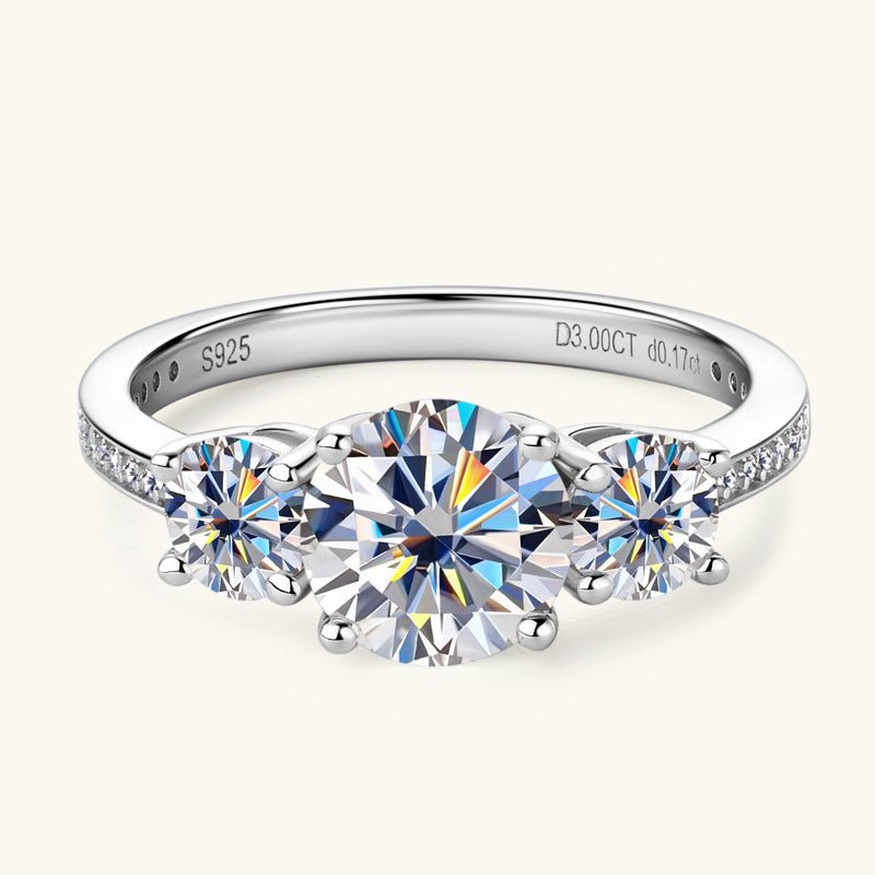 3 Carat Moissanite 925 Sterling Silver Ring for Elegance
