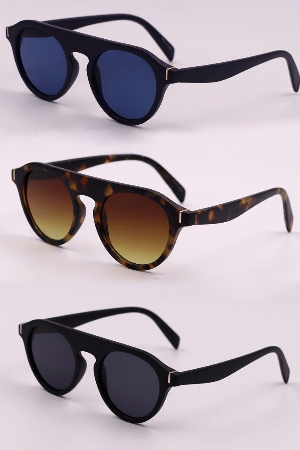 Trendy Round Polycarbonate Full Rim Sunglasses Set