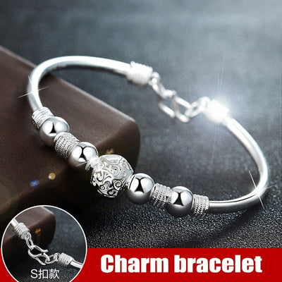 3 Style New 925 Sterling Silver Lucky Charm Bracelet Cuff