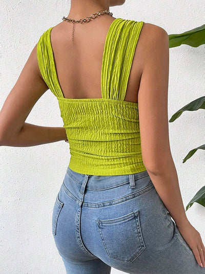Elevated Textured Square Neck Tank Top for Stylish Comfort
