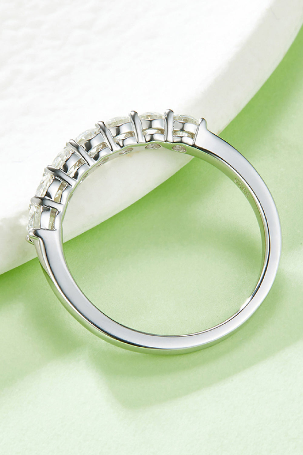 Moissanite Platinum-Plated Half-Eternity Ring for Elegance