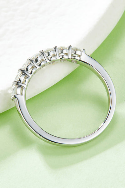 Moissanite Platinum-Plated Half-Eternity Ring for Elegance