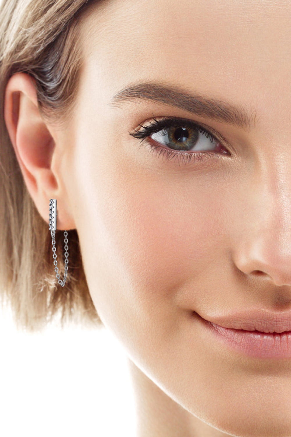 Moissanite 925 Sterling Silver Connected Earrings for Elegance