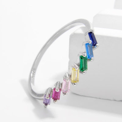 925 Sterling Silver Contrast Zircon Ring for Elegance