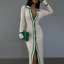 Stylish Patchwork Cardigan Dress with Long Sleeves for Women