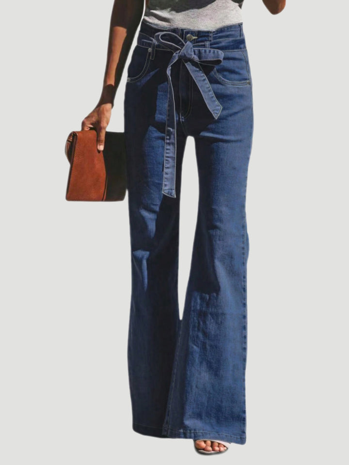 Chic Tied Flare Jeans with Pockets