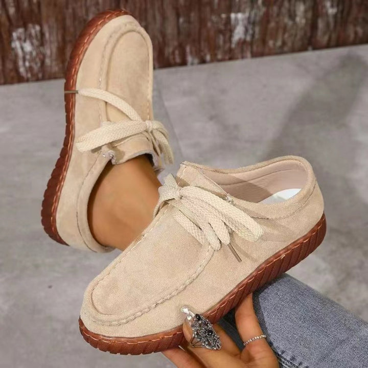 Tied Suede Round Toe Sneakers