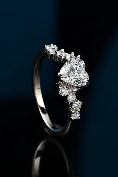 1 Carat Moissanite Heart 925 Sterling Silver Ring Gift