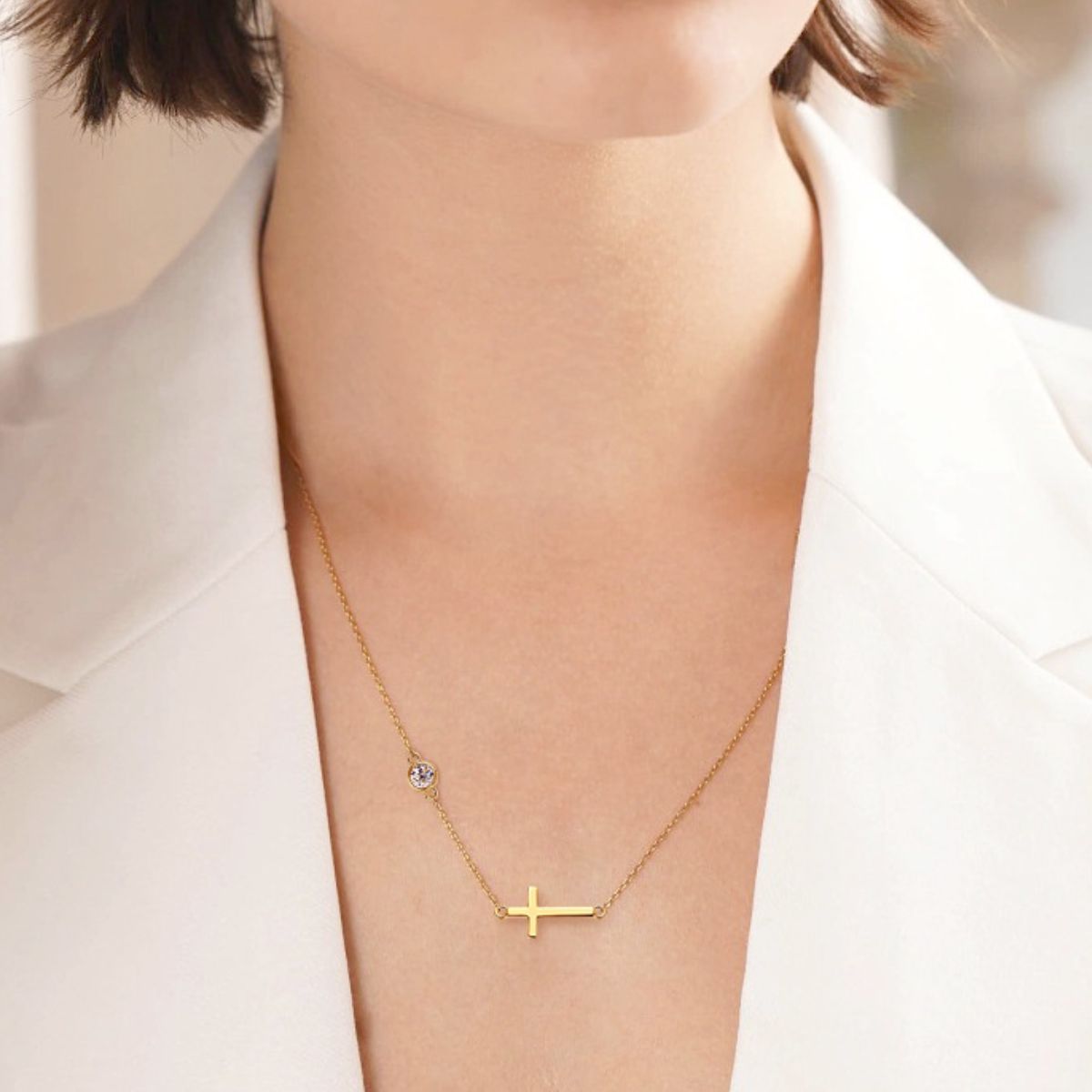 Cross 925 Sterling Silver Moissanite Necklace for Women