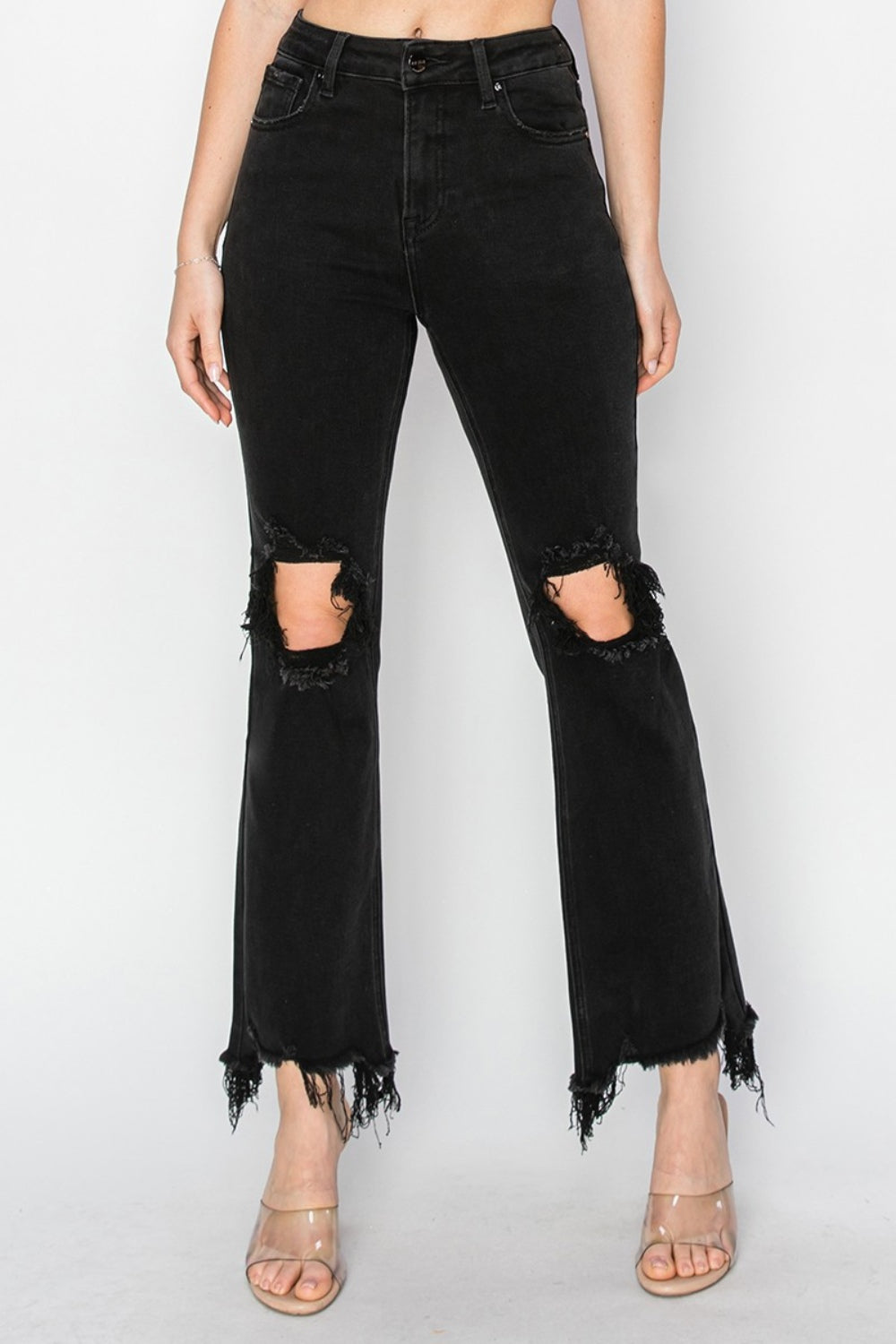 Trendy Distressed Full Length Jeans with Functional Pockets by RISEN