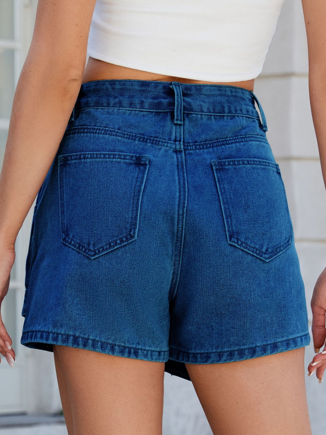 Asymmetrical Denim Skort with Pockets for Stylish Comfort