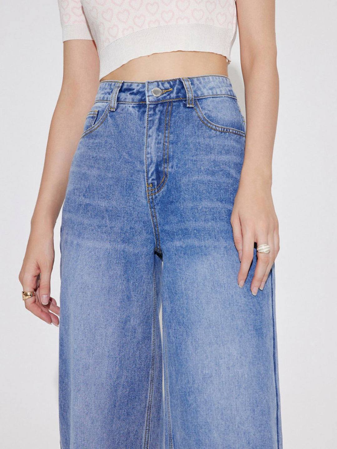 Elevated High Waist Straight Leg Jeans with Functional Pockets