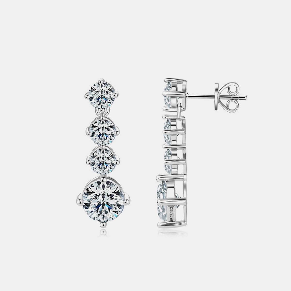 4 Carat Moissanite 925 Sterling Silver Earrings for Elegance