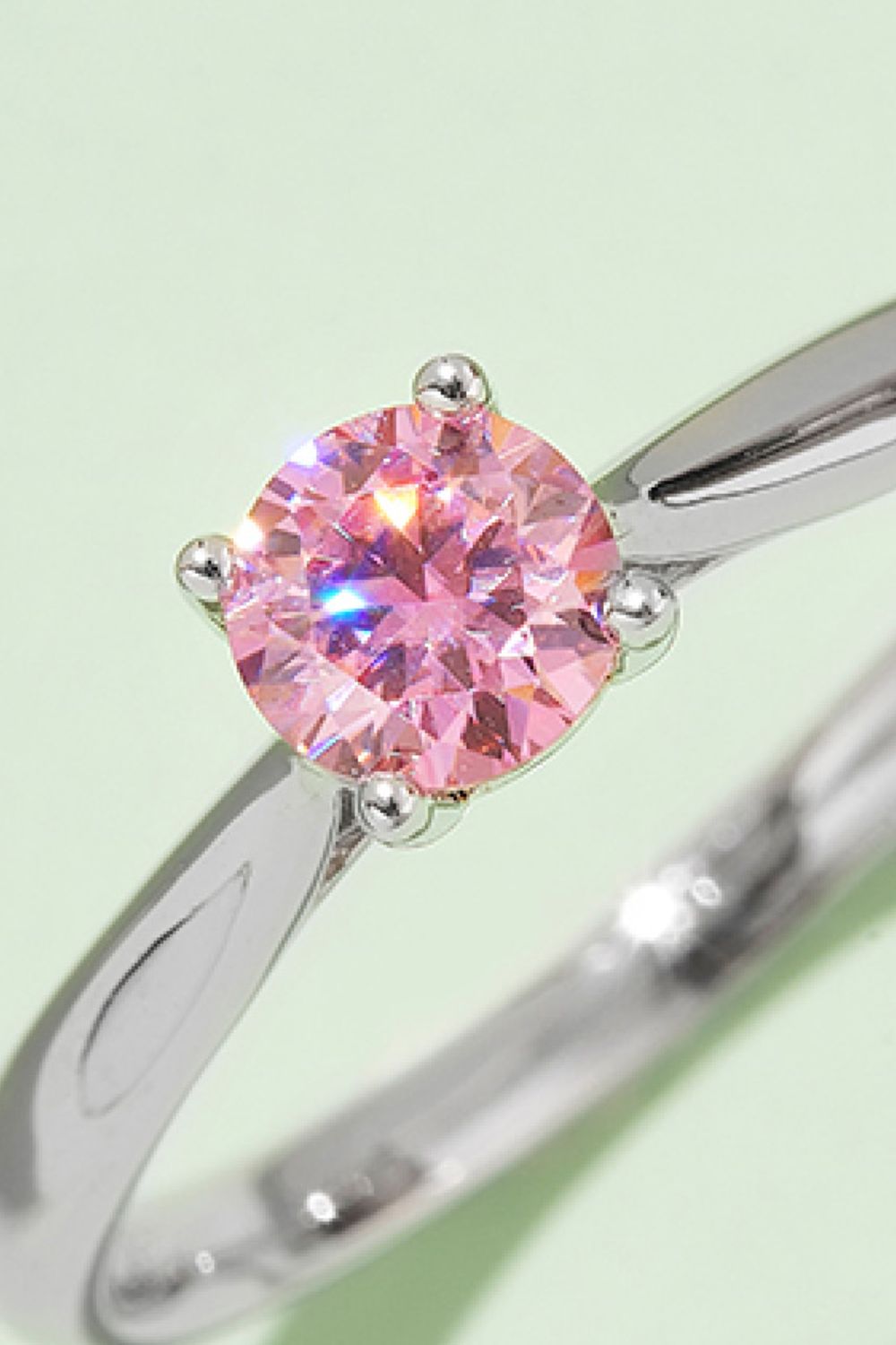 Moissanite Contrast 925 Sterling Silver Solitaire Ring Gift