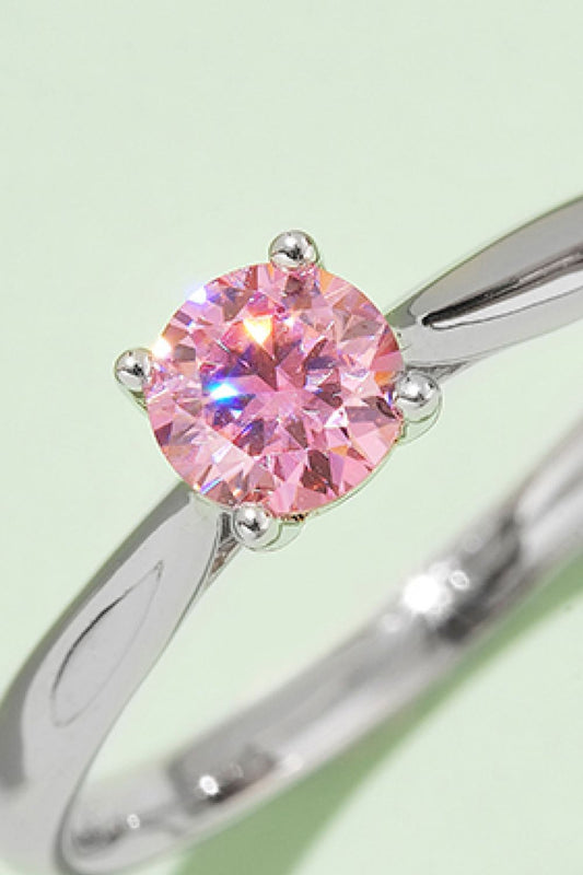 Moissanite Contrast 925 Sterling Silver Solitaire Ring Gift
