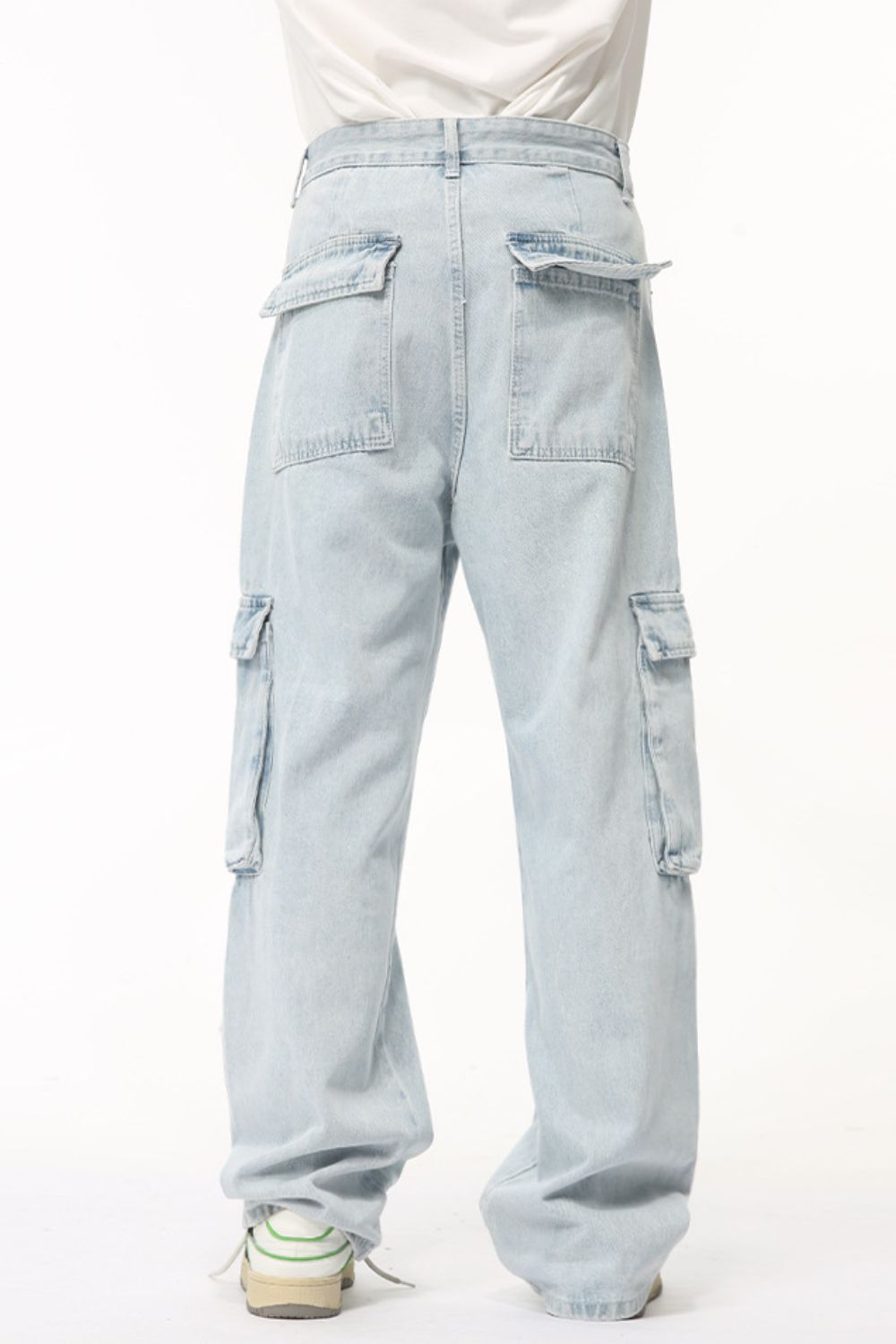 Men's Washed Straight Cargo Jeans for Comfortable Style