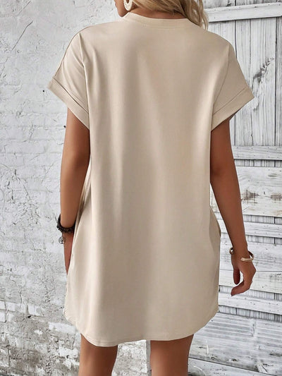 Effortless Elegance Short Sleeve Round Neck Mini Dress for All Occasions